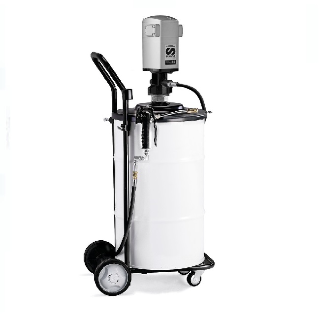 423160.002 SAMOA Pumpmaster 35 - 60:1 Ratio Air Operated Mobile Grease Package for 50KG Drums - with Follower Plate & Air Connection Kit